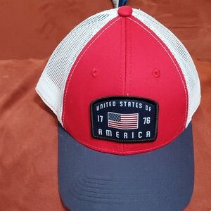 National Cap Men's USA Logo Adjustable Mesh Hat / Cap - Red /White / Blue 1776